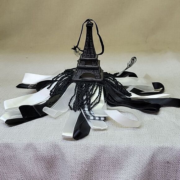 Black Metal Fleur-de-Lis Wall Decor Hooks, 2 Paris Eiffel Tower Ornaments - Picture 6 of 7